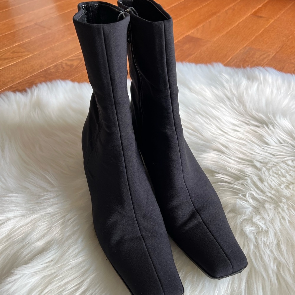 Vintage Y2K Prada Black Ankle Booties Sock-Style size 38.5
